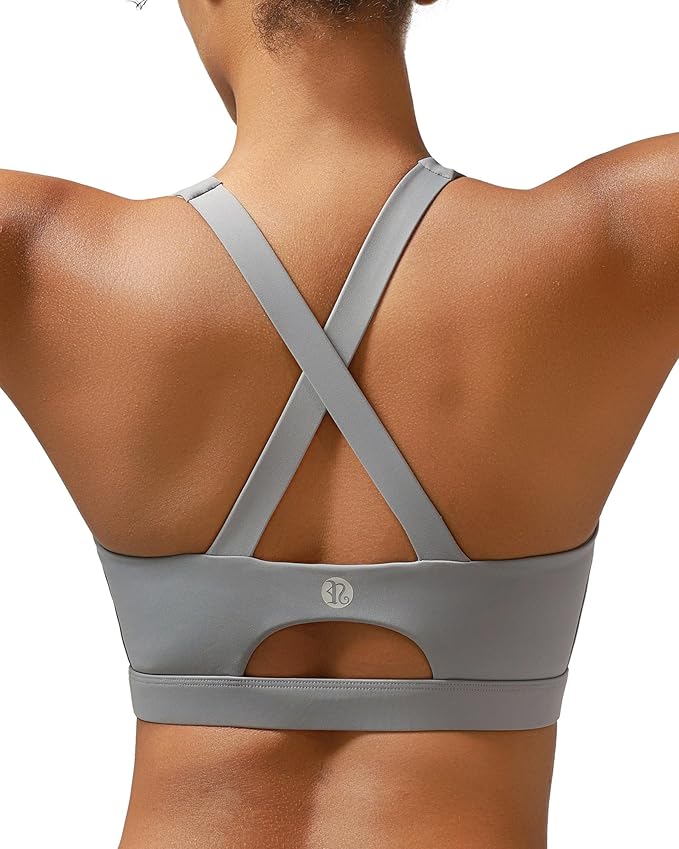RUNNING GIRL Sports Bra for Women High Support,Molded Cup Strappy Running Sports Bras with Sewn in Pads