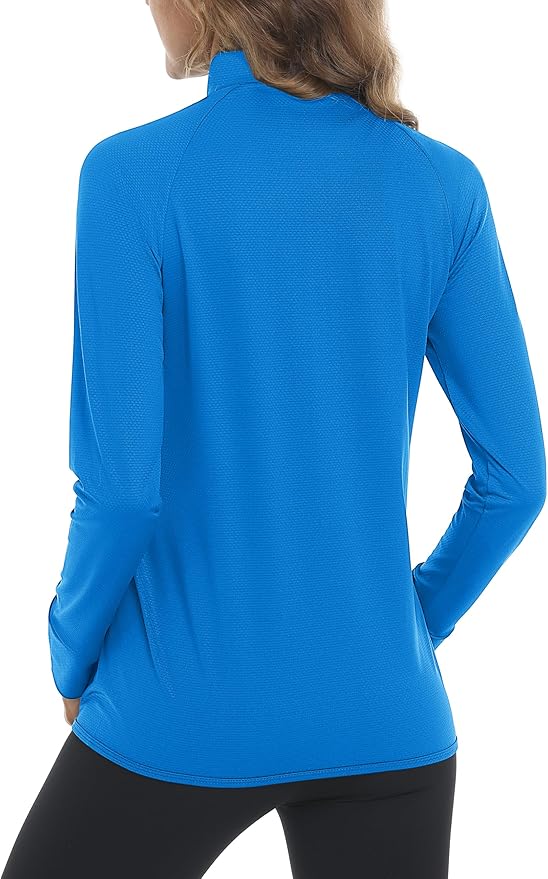 MAGCOMSEN Women's UPF 50+ Lightweight Athletic Jacket Sun Protection Full Zip Long Sleeve Shirts Hiking Outdoor Pockets