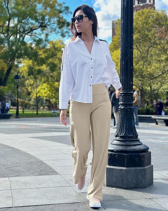 Promover Wide Leg Pants Woman Yoga Pants with Pockets Stretch Loose Casual Lounge Sweatpants Petite/Regular/Tall