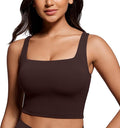 CRZ YOGA Butterluxe Square Neck Crop Tank Tops for Women - Workout Longline Sports Bras Padded Yoga Camisole