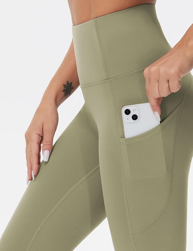 THE GYM PEOPLE Thick High Waist Yoga Pants with Pockets, Tummy Control Workout Running Yoga Leggings for Women