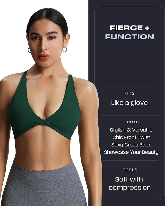 Aoxjox Women's Workout Sports Bras Fitness Metamorph Sienna Twist Bra Yoga Crop Tank