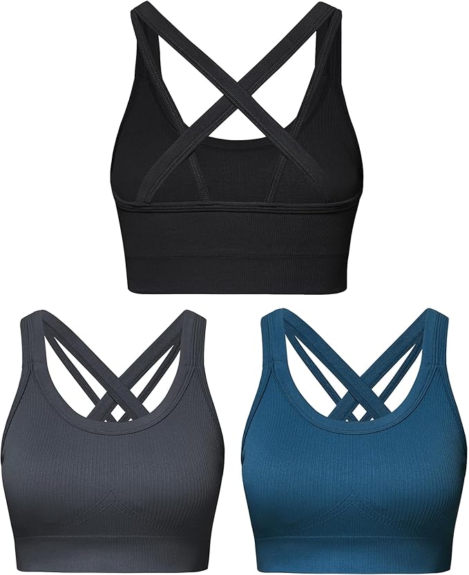 Sports Bras for Women HIigh Support, Criss-Cross Back Padded Strappy High Impact Sports Bras for Women Large Bust