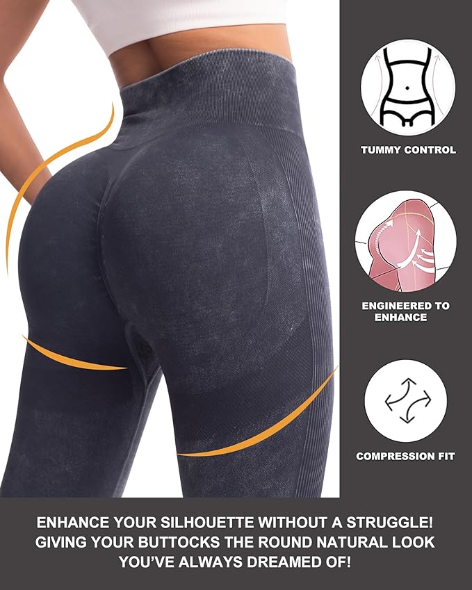 CHRLEISURE Workout Leggings Sets for Women, Gym Scrunch Butt Butt Lifting Seamless Leggings 3 Piece