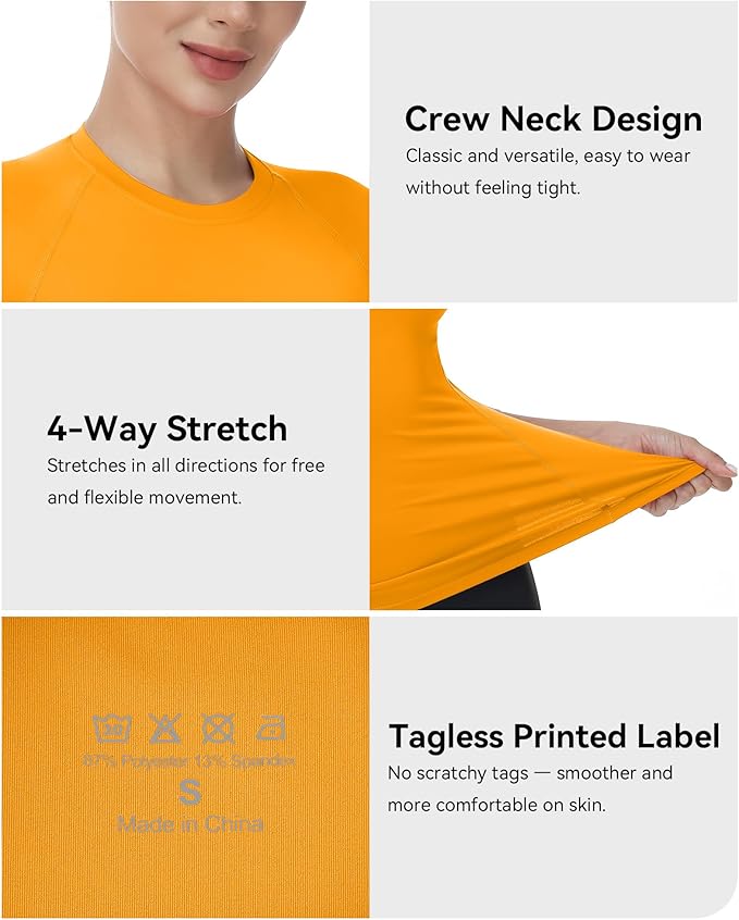 Runhit Compression Shirt Women Short Sleeve Workout Tops Athletic Gym Moisture Wicking T-Shirt Running Yoga Base Layer