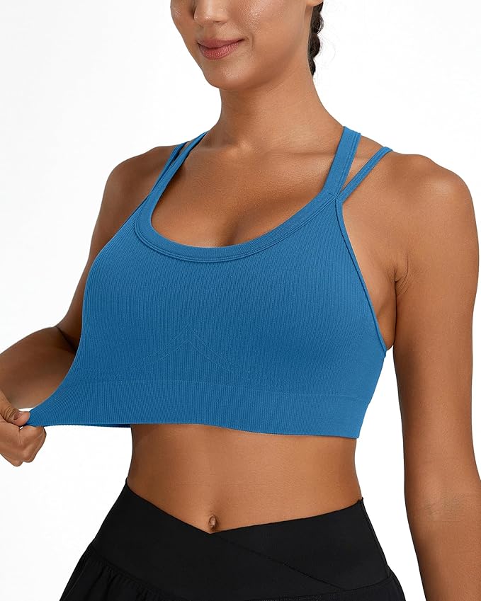 Sports Bras for Women HIigh Support, Criss-Cross Back Padded Strappy High Impact Sports Bras for Women Large Bust