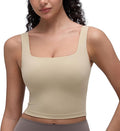 CRZ YOGA Butterluxe Square Neck Crop Tank Tops for Women - Workout Longline Sports Bras Padded Yoga Camisole