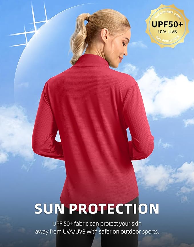 Soothfeel Women's UPF 50+ Lightweight Athletic Jackets Sun Protection Zip Up Long Sleeve Shirts Hiking Workout Outdoor Pocket