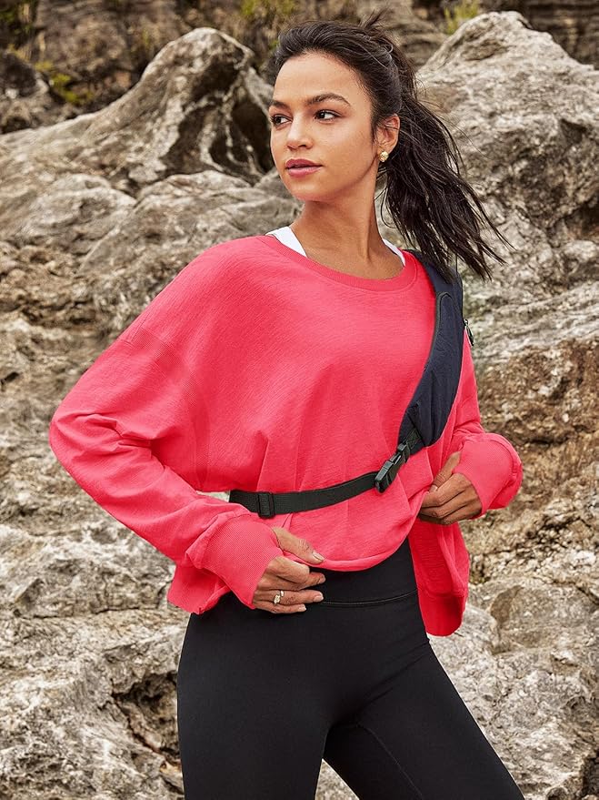 Panadila Womens Open Back Workout Top Long Sleeve Athletic Shirts Casual Crop Running Tee Y2k Yoga