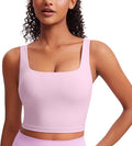 CRZ YOGA Butterluxe Square Neck Crop Tank Tops for Women - Workout Longline Sports Bras Padded Yoga Camisole