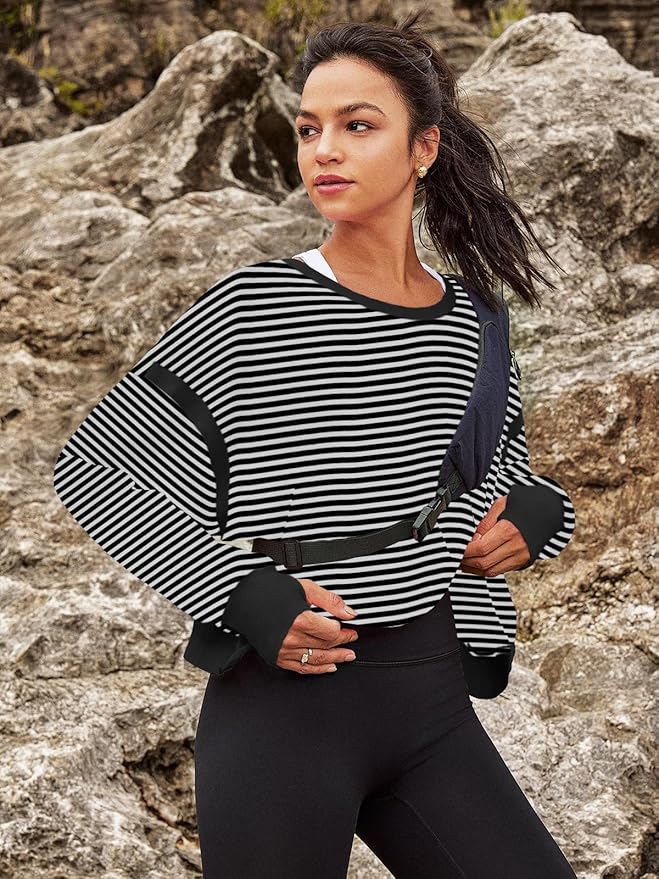 Panadila Womens Open Back Workout Top Long Sleeve Athletic Shirts Casual Crop Running Tee Y2k Yoga