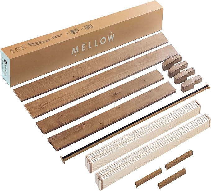 Mellow Naturalista Grand - 12 Inch Solid Wood Platform Bed with Wooden Slats - No Box Spring Needed - King (Natural Pine)