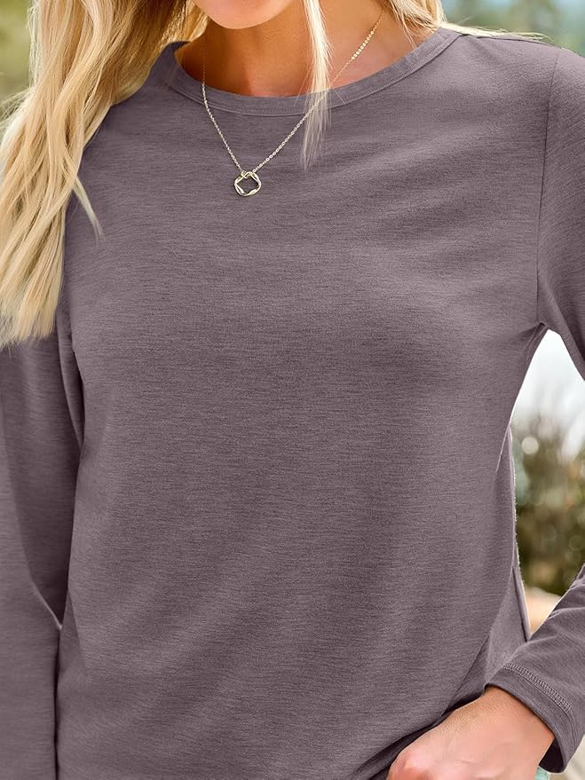 AUTOMET Women‘s Basic Long Sleeve Crewneck, Plus Size Winter & Spring Top, Casual Fall Tee for Teacher & Everyday Outfits