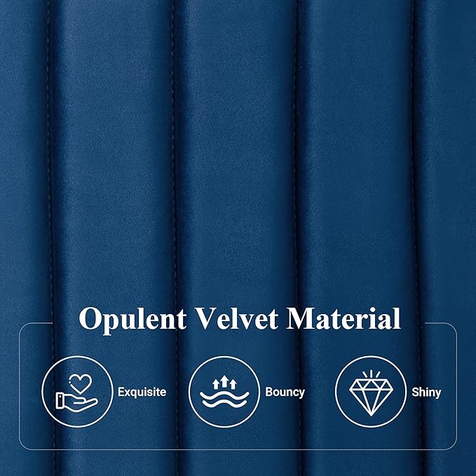 Allewie Queen Bed Frame, Velvet Upholstered Platform Bed with Adjustable Vertical Channel Tufted Headboard, Mattress Foundation with Strong Wooden Slats, Box Spring Optional, Easy Assembly, Navy Blue