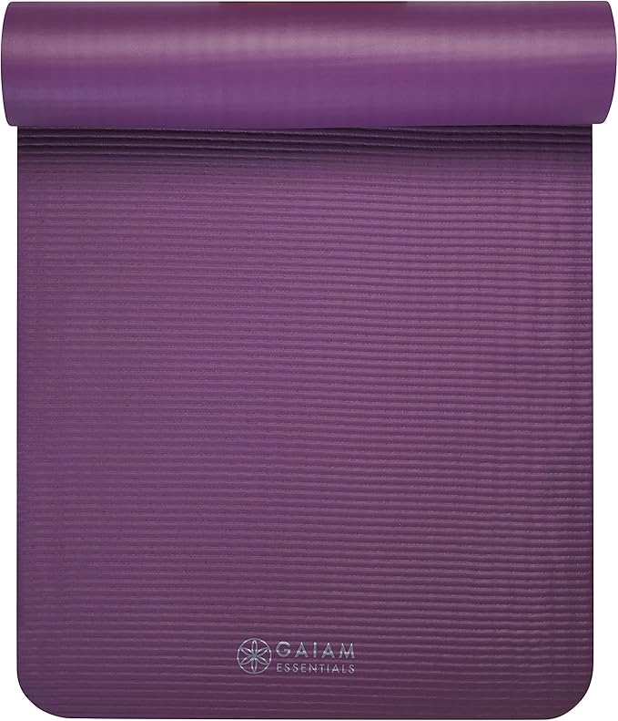 Gaiam Yoga Mat, Pilates & Exercise Mat, Thick 2/5" (10mm) Workout Mat with Easy-Cinch Carrying Strap for Home & Gym Workouts