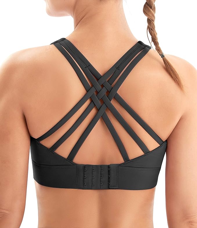 IUGA Sports Bras for Women High Support Large Bust High Impact Womens Sports Bras Strappy Padded Sports Bra