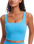 CRZ YOGA Butterluxe Square Neck Crop Tank Tops for Women - Workout Longline Sports Bras Padded Yoga Camisole