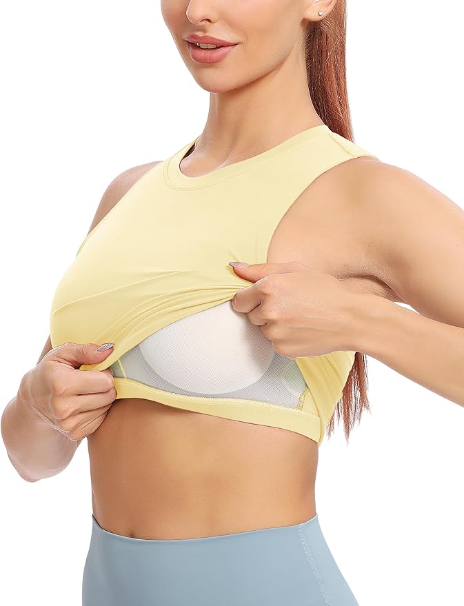 Natural Feelings Nudi Sports Bras for Women Removable Padded Yoga Tank Tops Sleeveless Fitness Workout Crop Tops