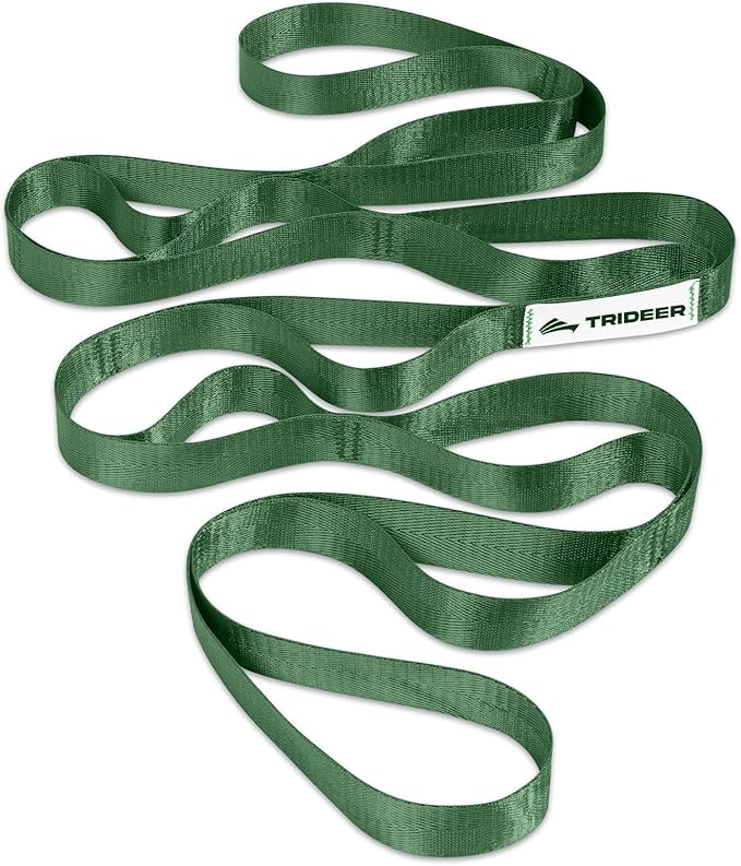 Trideer Stretching Strap for Physical Therapy & Home Rehab, Non-Elastic Yoga Strap for Stretching with Loops for Hamstring, Calf & Back Stretcher Mobility, Hip & Pilates