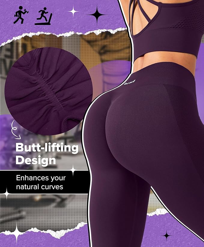 BRXL Butt Lifting Lycra No Front Seam Workout Leggings for Women Tummy Control High Waist Seamless Gym Running Leggings