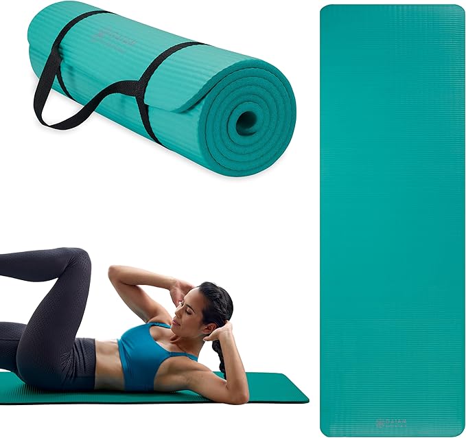 Gaiam Yoga Mat, Pilates & Exercise Mat, Thick 2/5" (10mm) Workout Mat with Easy-Cinch Carrying Strap for Home & Gym Workouts