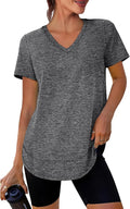 XIEERDUO Womens Workout Tops Short Sleeve Shirts Quick Dry Outfits for Hiking Running V Neck S-3XL