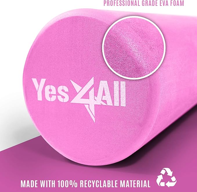 Yes4All EVA Firm Foam Rollers for Yoga & Pilates, Available in 12, 18, 24, 36 inch, Yoga Roller for Massage, Stretching, Core Strengthening