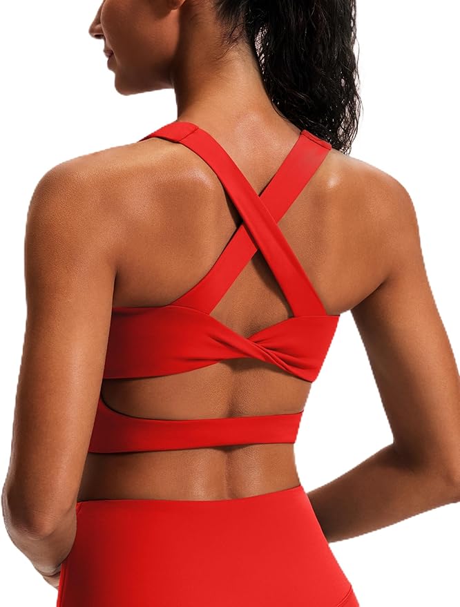 Sports Bras for Women Criss-Cross Back Padded Workout Tank Tops Medium Support Crop Tops for Women