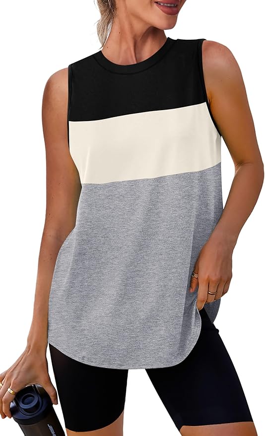 Womens Workout Tank Tops Lightweight Sleeveless Shirts for Women Loose Fit Tops for Athletic Running Tennis Yoga