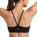 CRZ YOGA Butterlift Double Lined V Back Sports Bras for Women - Scoop Neck Spaghetti Strap Wireless Yoga Top Non Padded