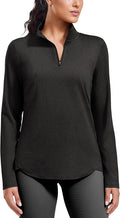 PINSPARK Workout Tops for Women Long Sleeve Athletic Shirt Quarter Zip Running Shirts Stretchy UPF 50+ Yoga Hiking Tee Top