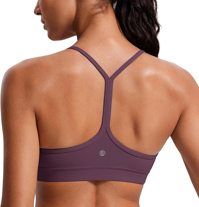 CRZ YOGA Butterluxe Y Back Sports Bras for Women - Padded Racerback Low Impact Spaghetti Thin Strap Workout Yoga Top