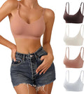 DEANGELMON V Neck Bra Padded Seamless Adjustable Straps Bralettes Everyday Basic Sleeping Bras Multiple Pack