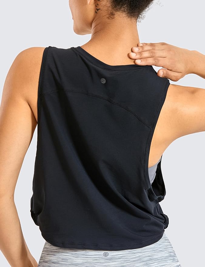 CRZ YOGA Pima Cotton Large Armhole Tank Tops for Women - Workout Sport Athletic Yoga Running Gym Loose Crop Sleeveless Shirts