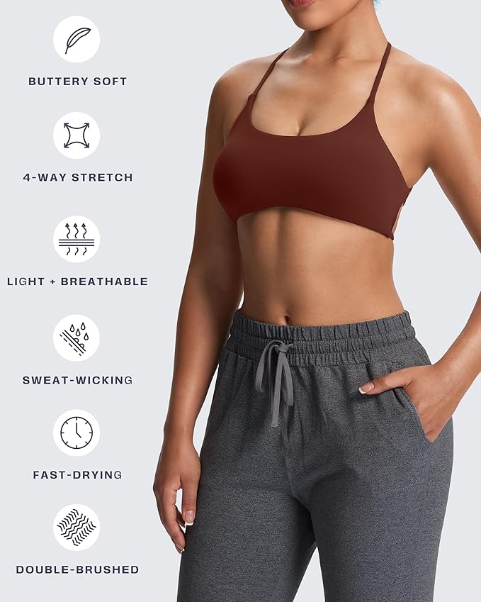 Aoxjox Women's Workout Sports Bras Fitness Trinity Ivy Low Impact Bra Yoga Crop Tank