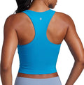 CRZ YOGA Seamless Ribbed High Neck Crop Tank Tops for Women - Longline Racerback Padded Sports Bras