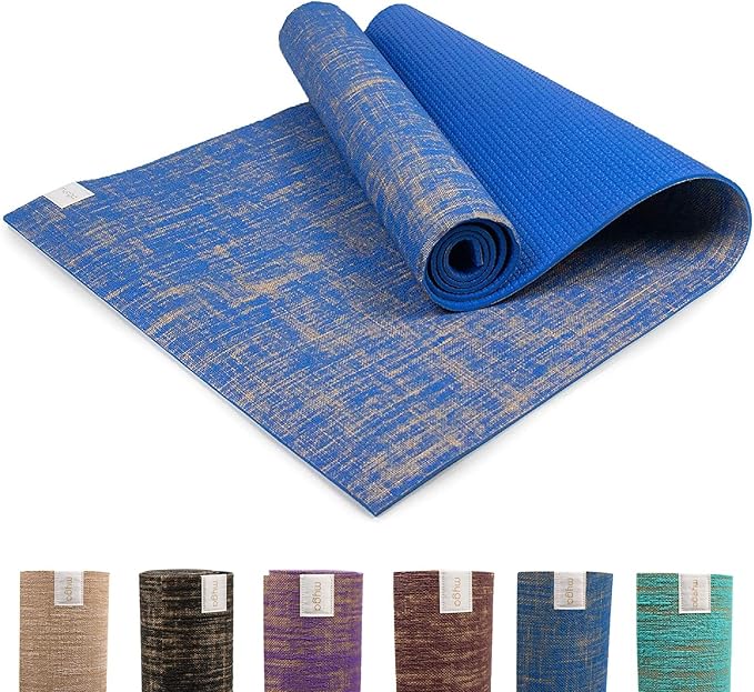 Myga Jute Yoga Mat, High Performance Vegan Floor Exercise Mat, Eco Friendly Biodegradable Yoga Mat with PVC Backing,72" x 24", 0.2" Thickness