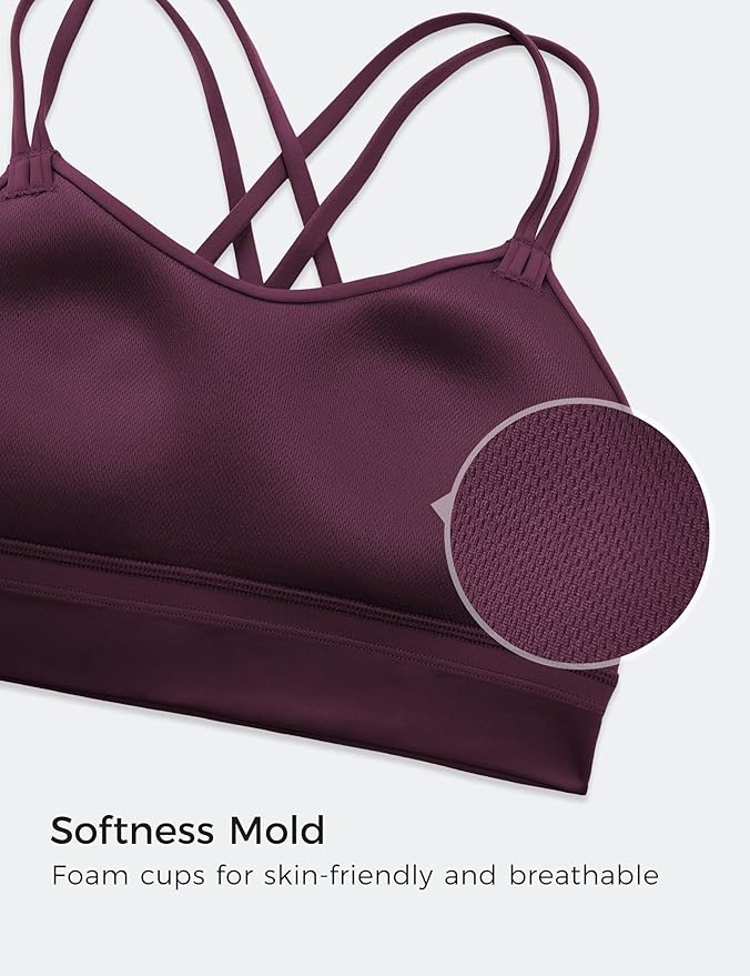 CRZ YOGA Softness Mold Butterluxe Strappy Longline Sports Bras for Women - Double Spaghetti Strap Workout Yoga Crop Top