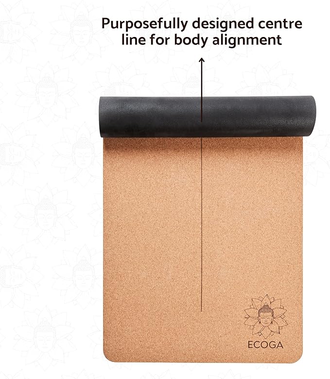Premium Cork Yoga Mat With Alignment Marks - 5mm Thick Non Slip Hot Yoga Mat - Eco-friendly Non Toxic - Includes Strap and Bag
