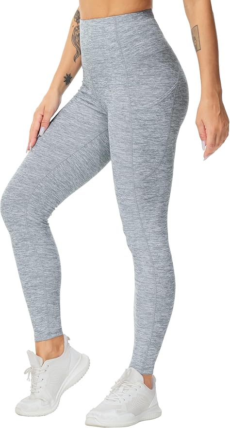 THE GYM PEOPLE Thick High Waist Yoga Pants with Pockets, Tummy Control Workout Running Yoga Leggings for Women