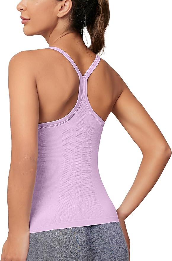 MathCat Workout Tank Tops for Women with Built in Bra, Sleeveless Gym Tops Seamless Racerback Athletic Yoga Shirts