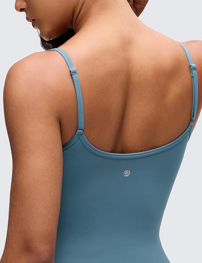 CRZ YOGA Butterluxe Double Lined Cami Tank Tops for Women - Yoga Casual Going Out Soft Scoop Neck Summer Sleeveless Shirt