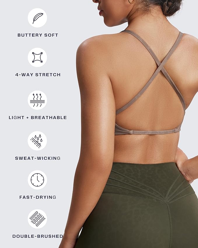 Aoxjox Women's Workout Sports Bras Fitness Metamorph Sienna Twist Bra Yoga Crop Tank