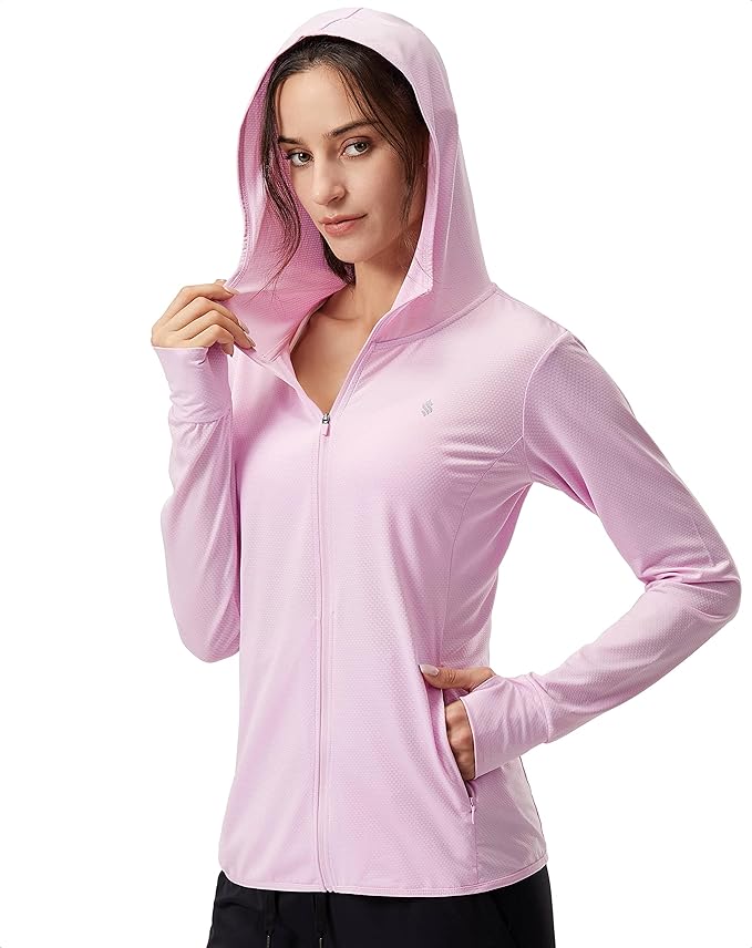 Soothfeel Women's UPF 50+ Sun Protection Hoodie Jacket Lightweight Long Sleeve Sun Shirt for Women with Pocket Hiking Outdoor