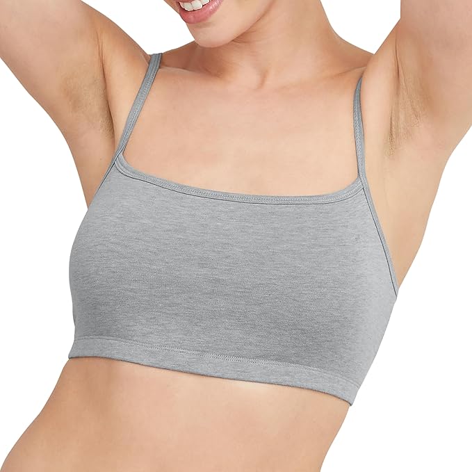 Hanes Women's String Bralette Pack, 3-Pack, Cotton Sports Bralette Bras for Women, Solid or Assorted Wireless Bras