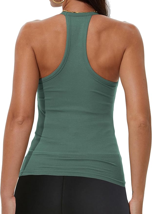 iGENJUN Workout Tops for Women Racerback Basic Tank Summer 2026 Camisole V Neck Slim Fit Ribbed Sleeveless