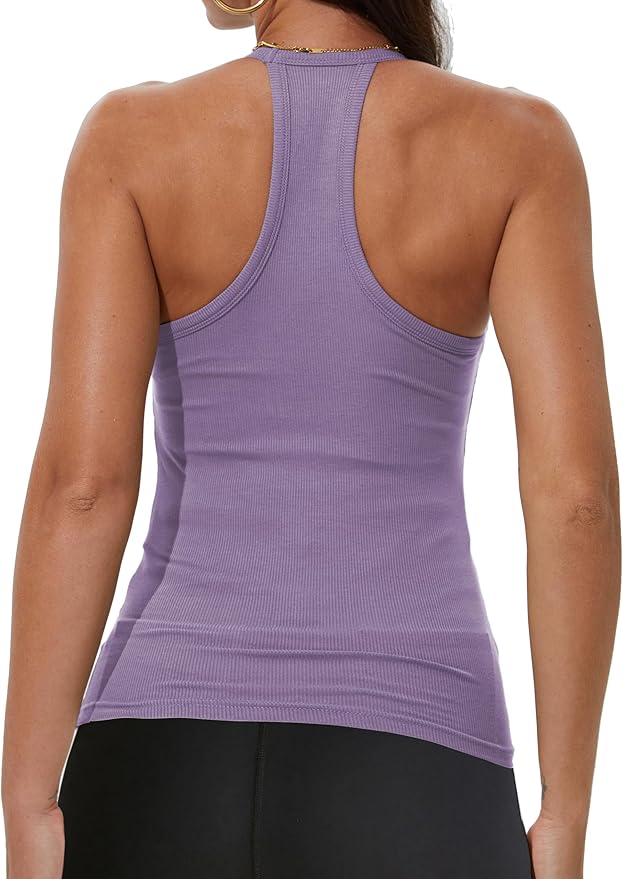 iGENJUN Workout Tops for Women Racerback Basic Tank Summer 2026 Camisole V Neck Slim Fit Ribbed Sleeveless