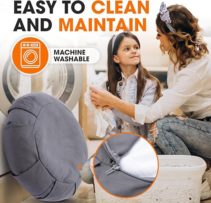 Cheer Collection Meditation Cushion - Ergonomic Floor Pillow, Yoga Pillow with Buckwheat Filling, Zafu Meditation Cushion, Comfort & Meditation Posture Support