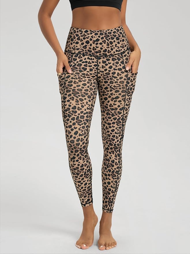 ODODOS Women's High Waisted Yoga Leggings with Pockets, Tummy Control Non See Through Workout Athletic Running Yoga Pants