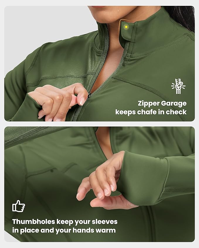 GYM RAINBOW Womens Zip Up Workout Jakcets Lightweight Slim Fit Running Athletic Jackets with Thumb Holes
